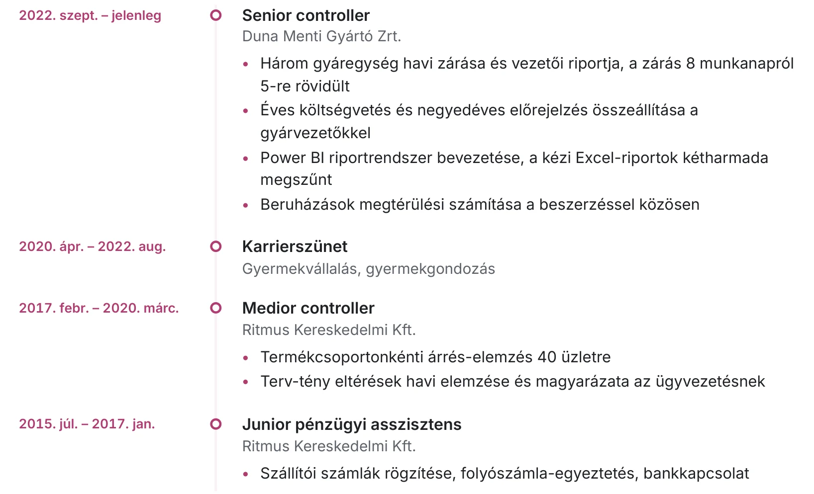 Önéletrajz minta: karrierszünet gyermekgondozás miatt a munkahelyek között